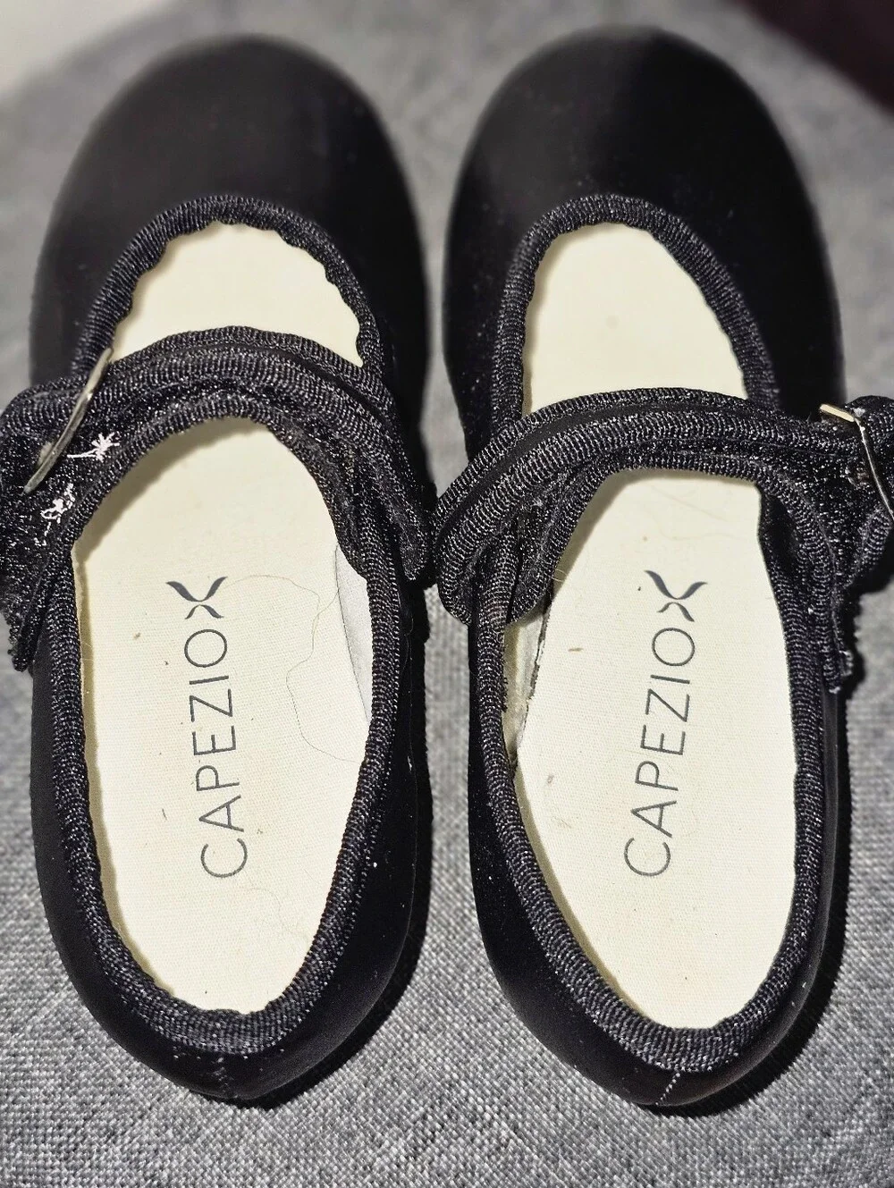 Capezio Black Girls Mary Jane Tele Tone Tap Shoes Sz 10M